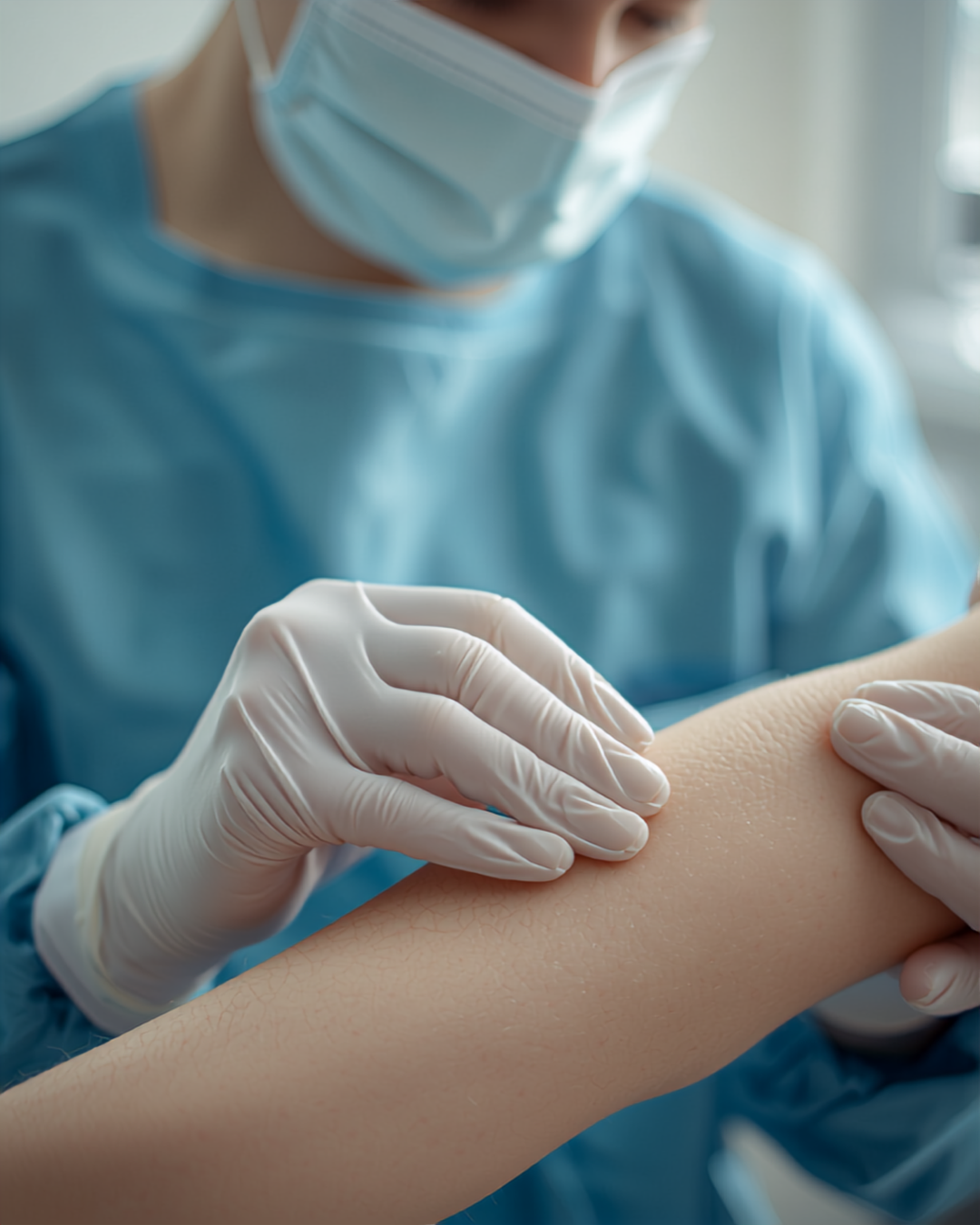 Soin d'une plaie réalisé par un professionnel de santé